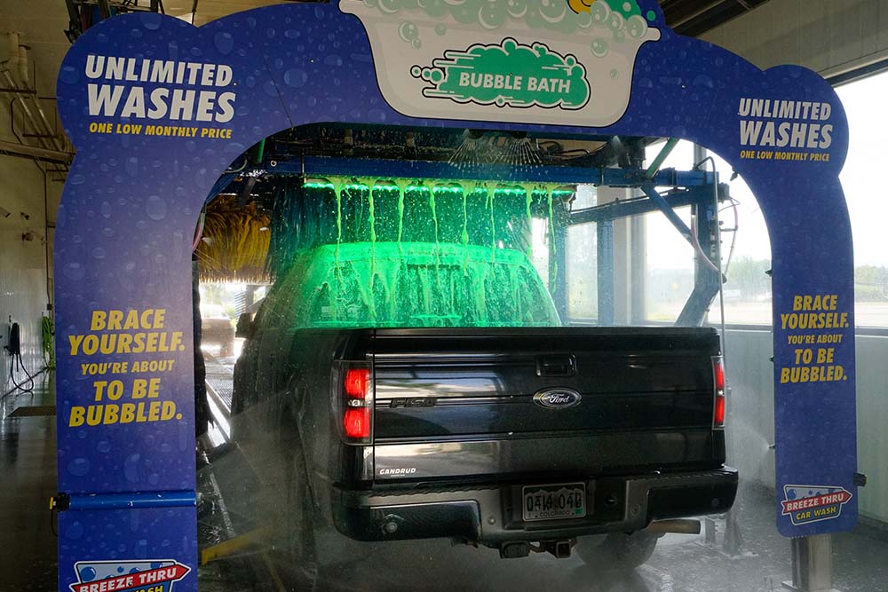 Truck getting a car wash